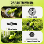 🌿⚡21V 3-in-1 Cordless String Trimmer, Edger & Mini Mower – 2 Batteries Included