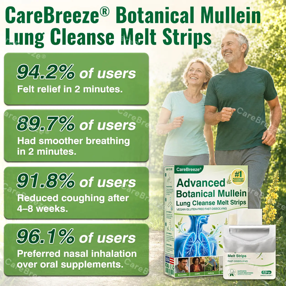 CareBreeze® Advanced Botanical Mullein Lung Cleanse Melt Strips