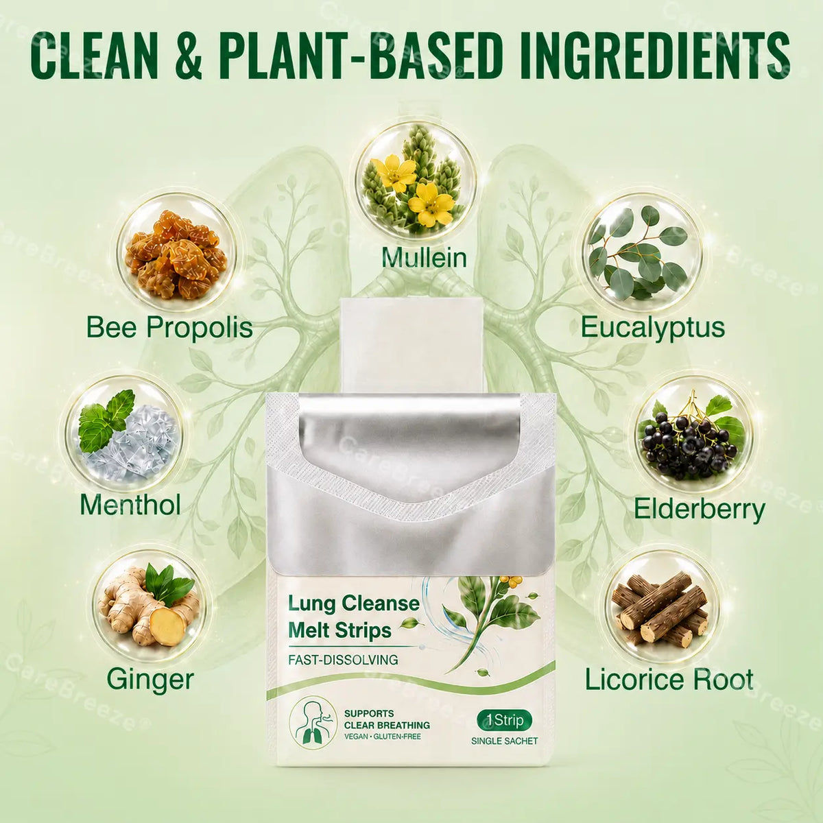 CareBreeze® Advanced Botanical Mullein Lung Cleanse Melt Strips
