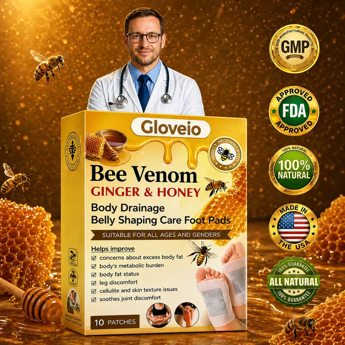 GloveioTM Bee Venom Foot Patches
